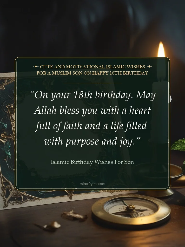 Cute and Motivational Islamic Wishes for a Muslim Son on Happy 18th Birthday - Islamic Birthday Wishes for Son