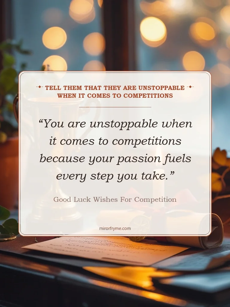 Tell Them that They Are Unstoppable When It Comes to Competitions - Good Luck Wishes for Competition