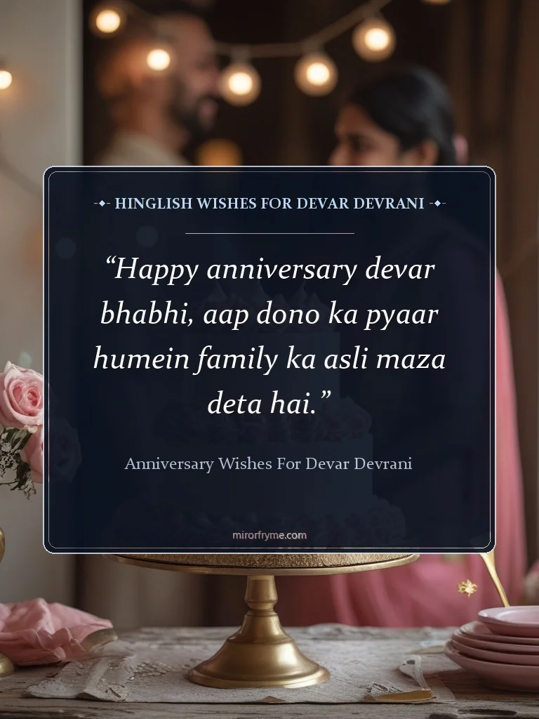 Hinglish Wishes for Devar Devrani - Anniversary Wishes for Devar Devrani