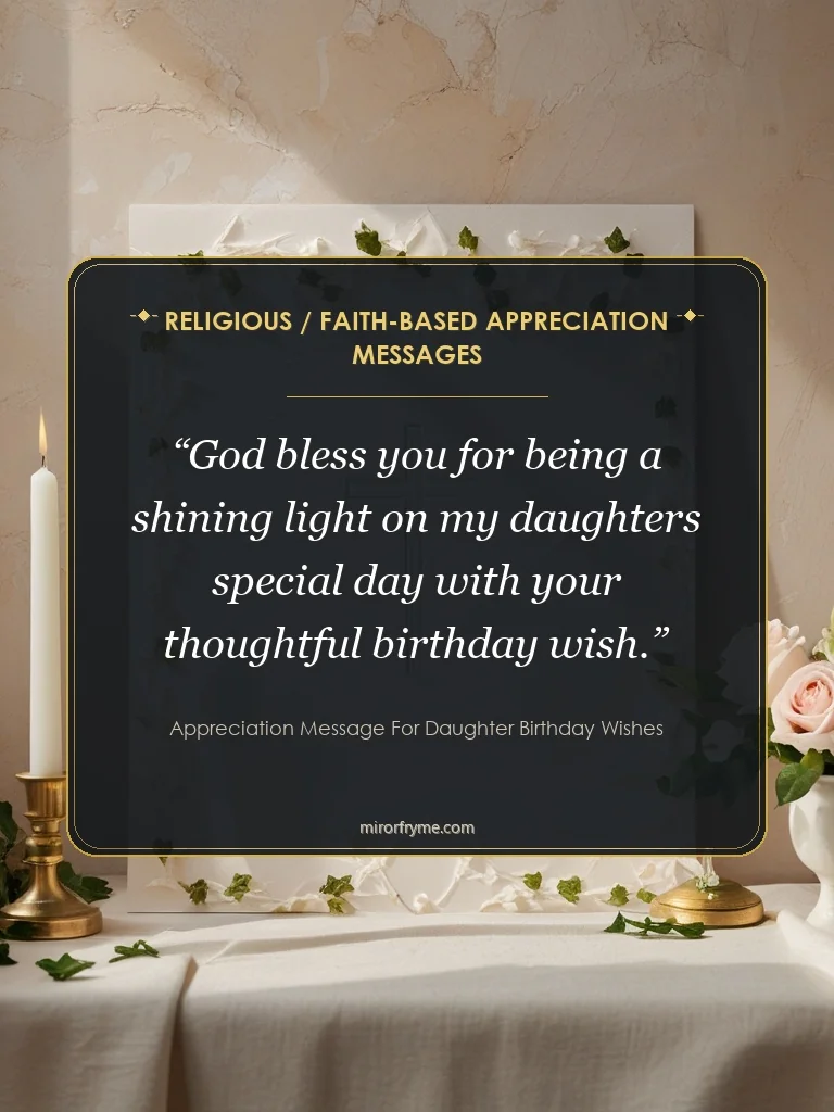 Religious / Faith-Based Appreciation Messages - Appreciation Message for Daughter Birthday Wishes